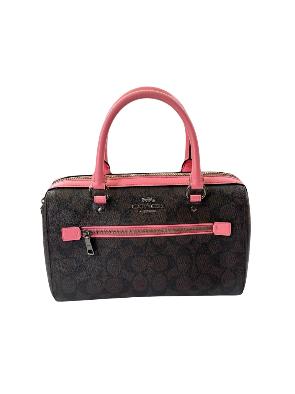 Coach Rowan Satchel Bag Signature Canvas Brown with Pink Trim 83607 - Picture 16 of 16